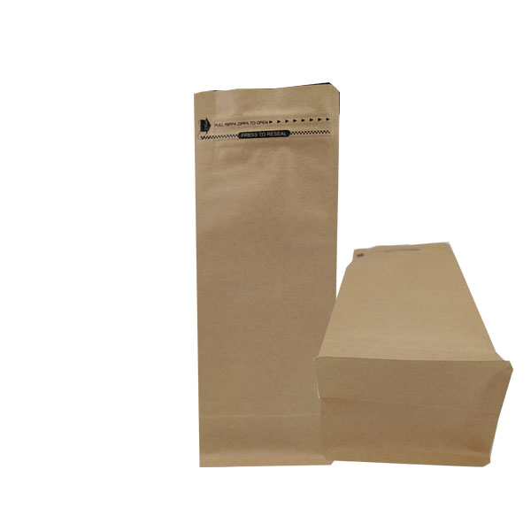 Kraft paper eight-side seal easy-tear zipper printable coffee packaging bag