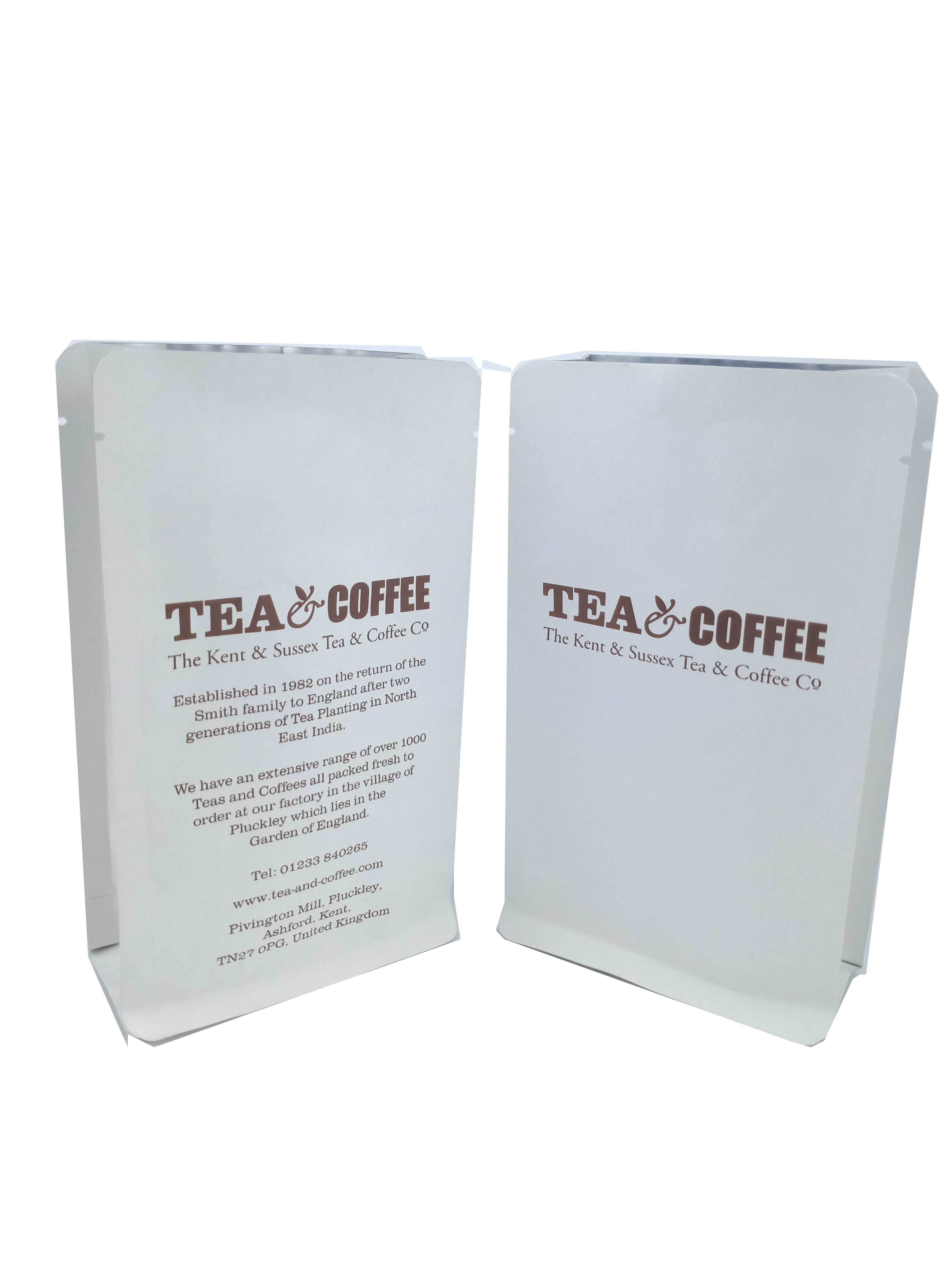 White kraft paper eight-side sealed coffee bag