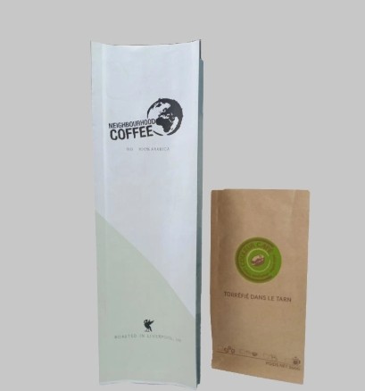 High-quality white kraft paper eight-side sealed coffee bag with air valve
