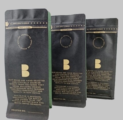Stand up pouch kraft paper coffee bags with valve