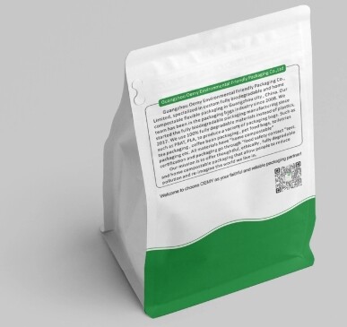 Customizable biodegradable and compostable flat bottom coffee packaging bag design