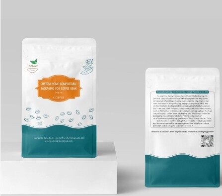 Custom biodegradable and compostable square bottom coffee packaging bag design