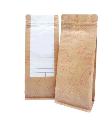 Compostable Flat Bottom Bag Stand Up Zipper Coffee Packaging Bag
