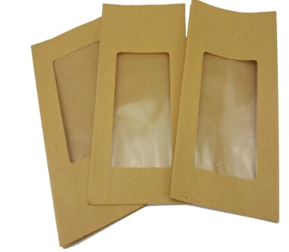 Biodegradable Yellow Kraft Paper Window Zipper Bag