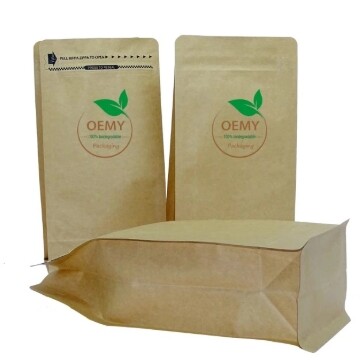 Eight side sealed kraft paper zipper bag biodegradable paper packaging bag