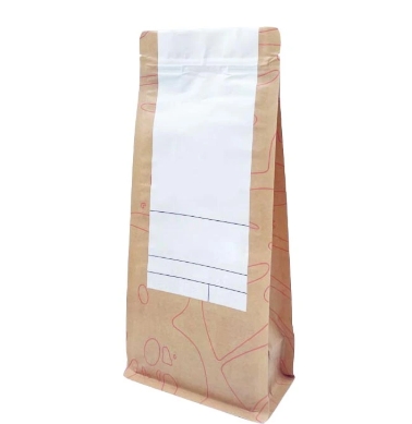 Compostable flat bottom bag stand up zipper bag