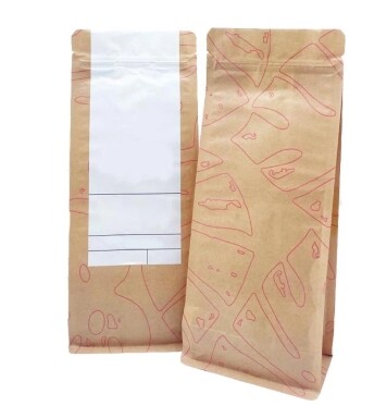 Compostable flat bottom bag stand up zipper bag
