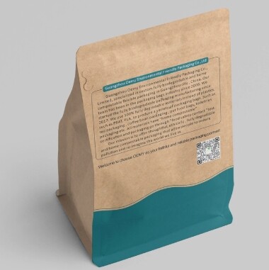 Customized biodegradable and compostable flat bottom coffee packaging bags