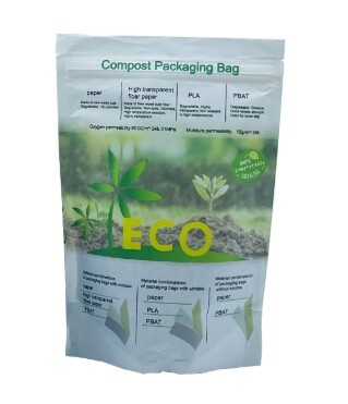 Biodegradable paper packaging resealable bags
