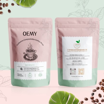 Biodegradable Coffee Bags Custom Printed Stand Up Zipper Packaging