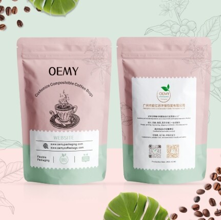 Biodegradable Coffee Bags Custom Printed Stand Up Zipper Packaging