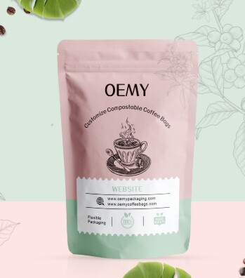 Biodegradable Coffee Bags Custom Printed Stand Up Zipper Packaging
