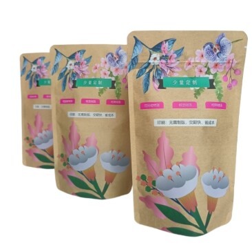 Brown Kraft Custom Printed Stand Up Zipper Bags Biodegradable Packaging