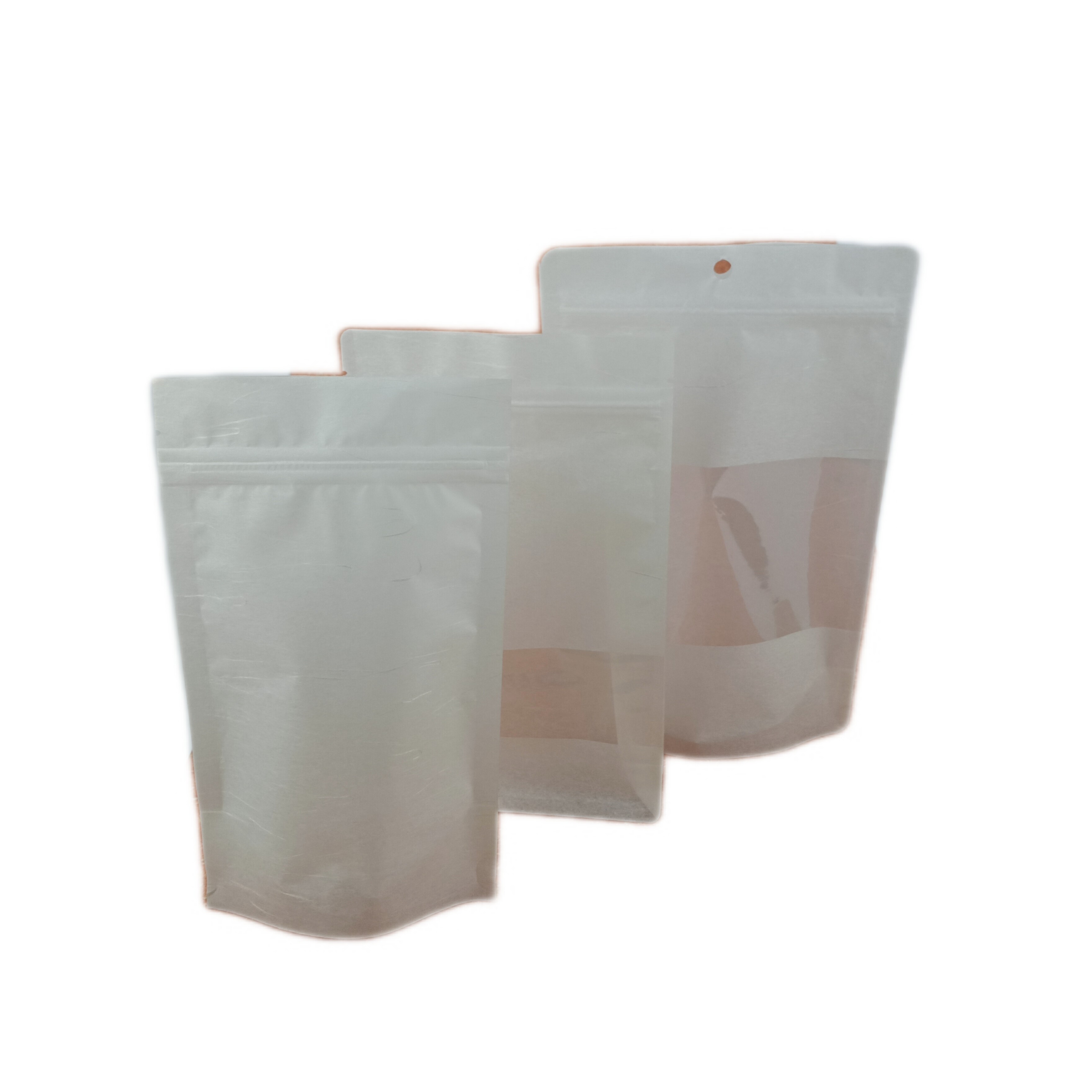 Cotton Paper Window Biodegradable Stand Up Zipper Bag