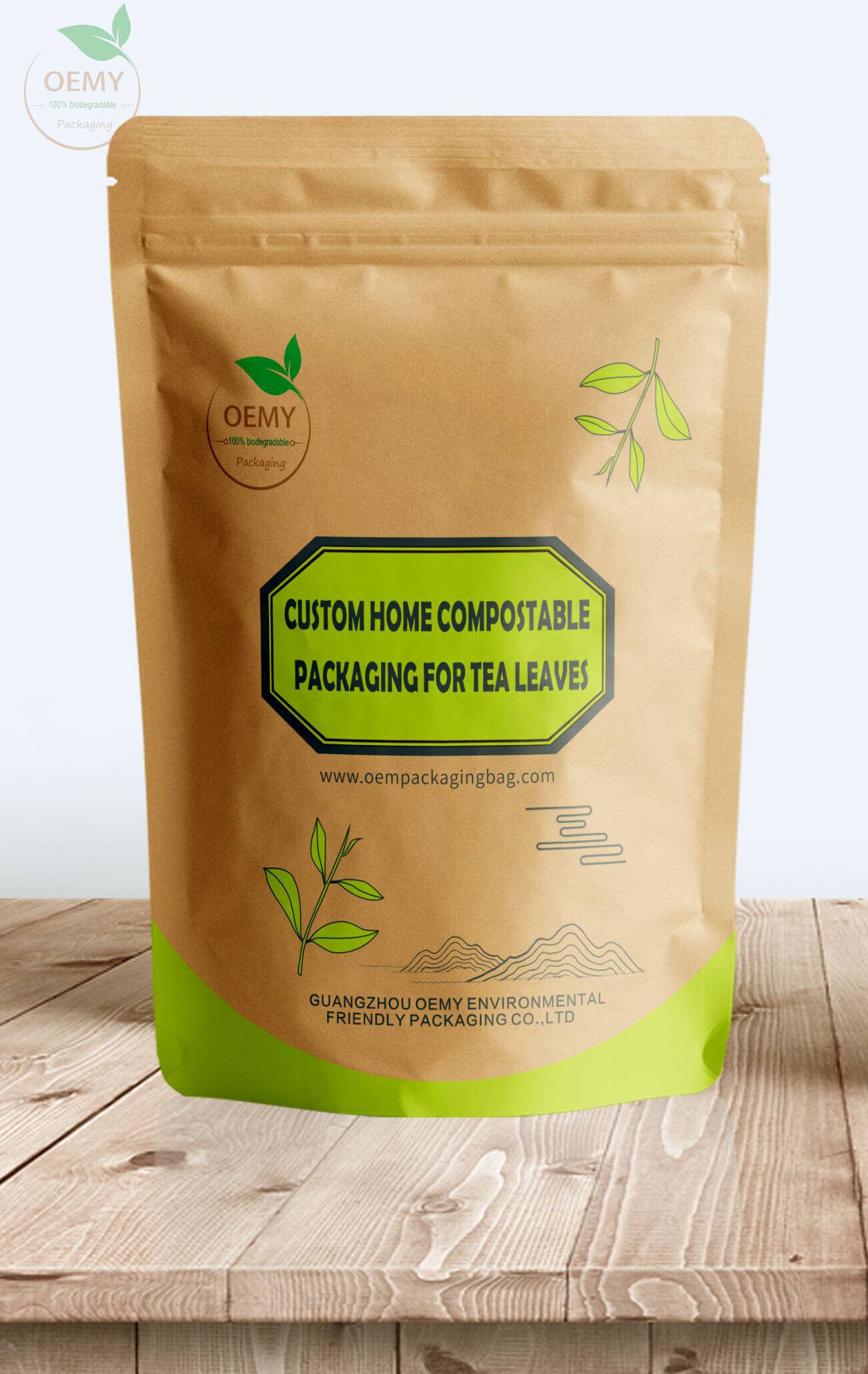 Compostable kraft paper stand-up bag
