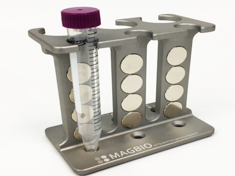 Custom 96 well plate magnetic separation rack