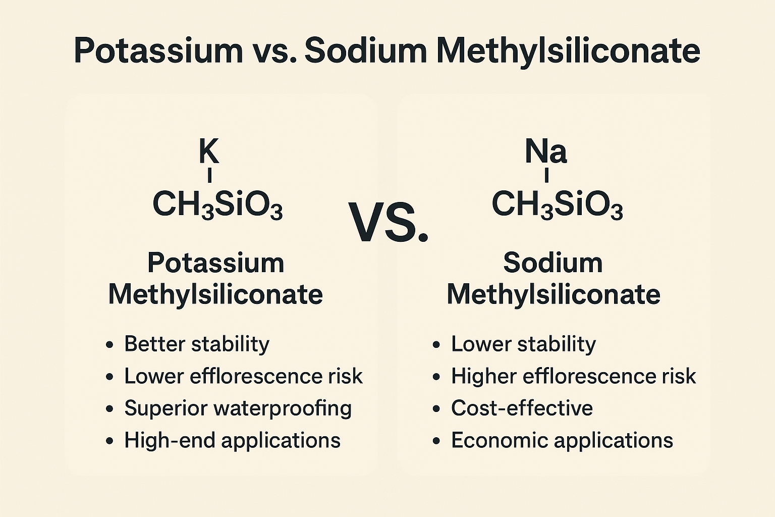 Potassium vs. Sodium Methylsiliconate: Key Differences, Properties, and Applications