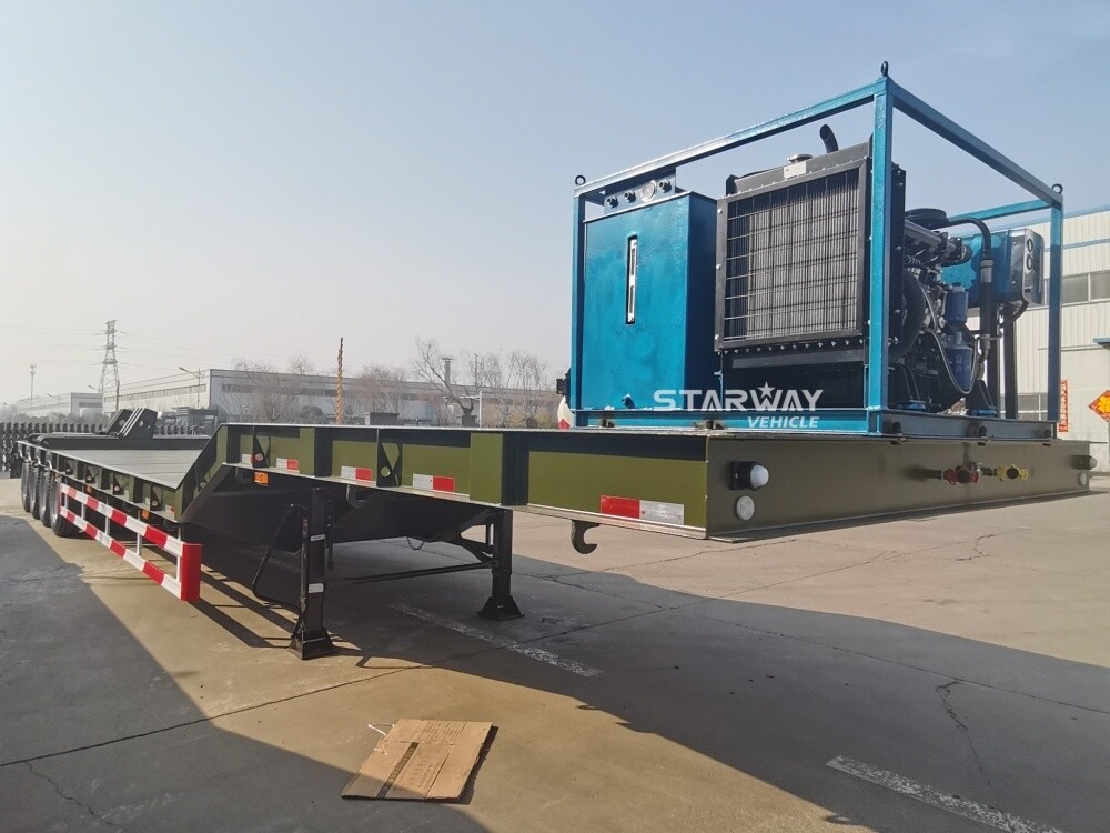 3 essieux 60 tonnes Low Bed Semi-remorque avec treuil/cabestan de 30 tonnes