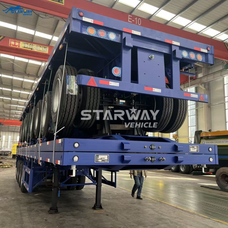 Semi-remorque plate 60 tonnes 4 essieux