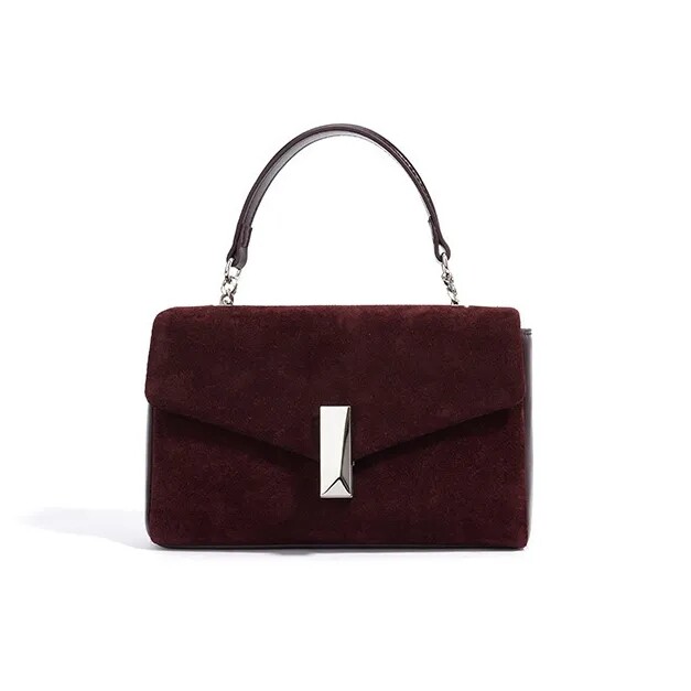 2024 new suede cowhide small handbag for women fashion chain sling real leather ladies shoulder bag crossbody bag