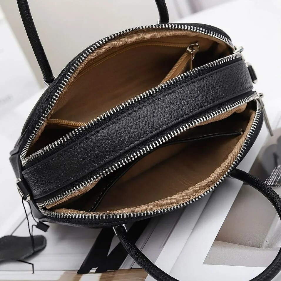 cross-border wholesale genuine leather small handbag for women boston bag simple fashion cowhide ladies shoulder bag