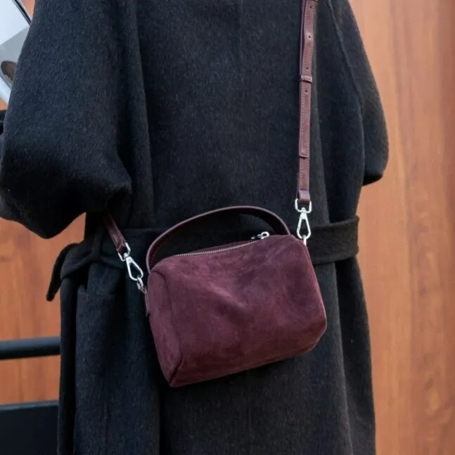 wholesale suede cowhide handbag for women casualsimple matte real leather ladies shoulder bag crossbody bag