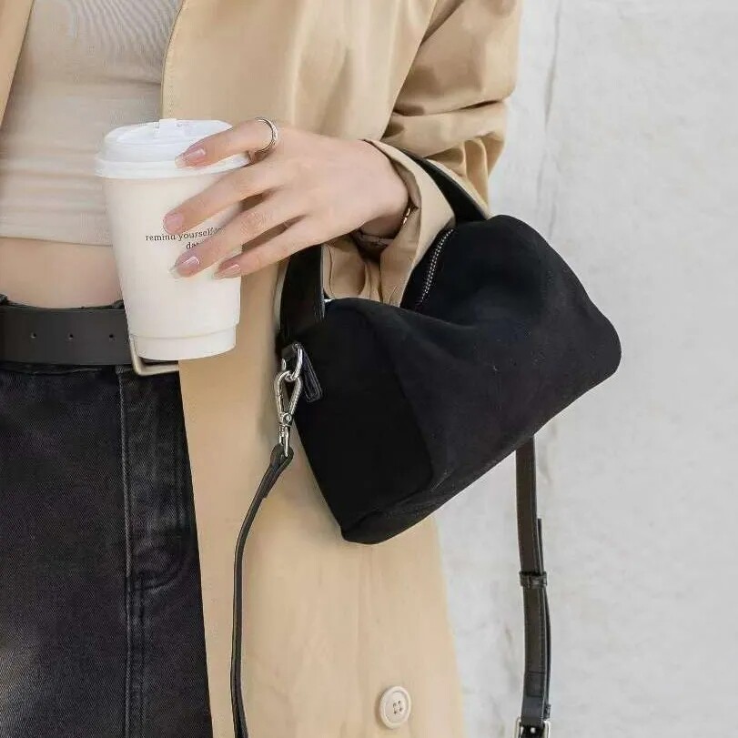 wholesale suede cowhide handbag for women casualsimple matte real leather ladies shoulder bag crossbody bag