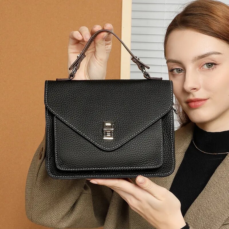 cross-border wholesale genuine leather ladies handbag shoulder bag simple fashion cowhide shoulder bag for women