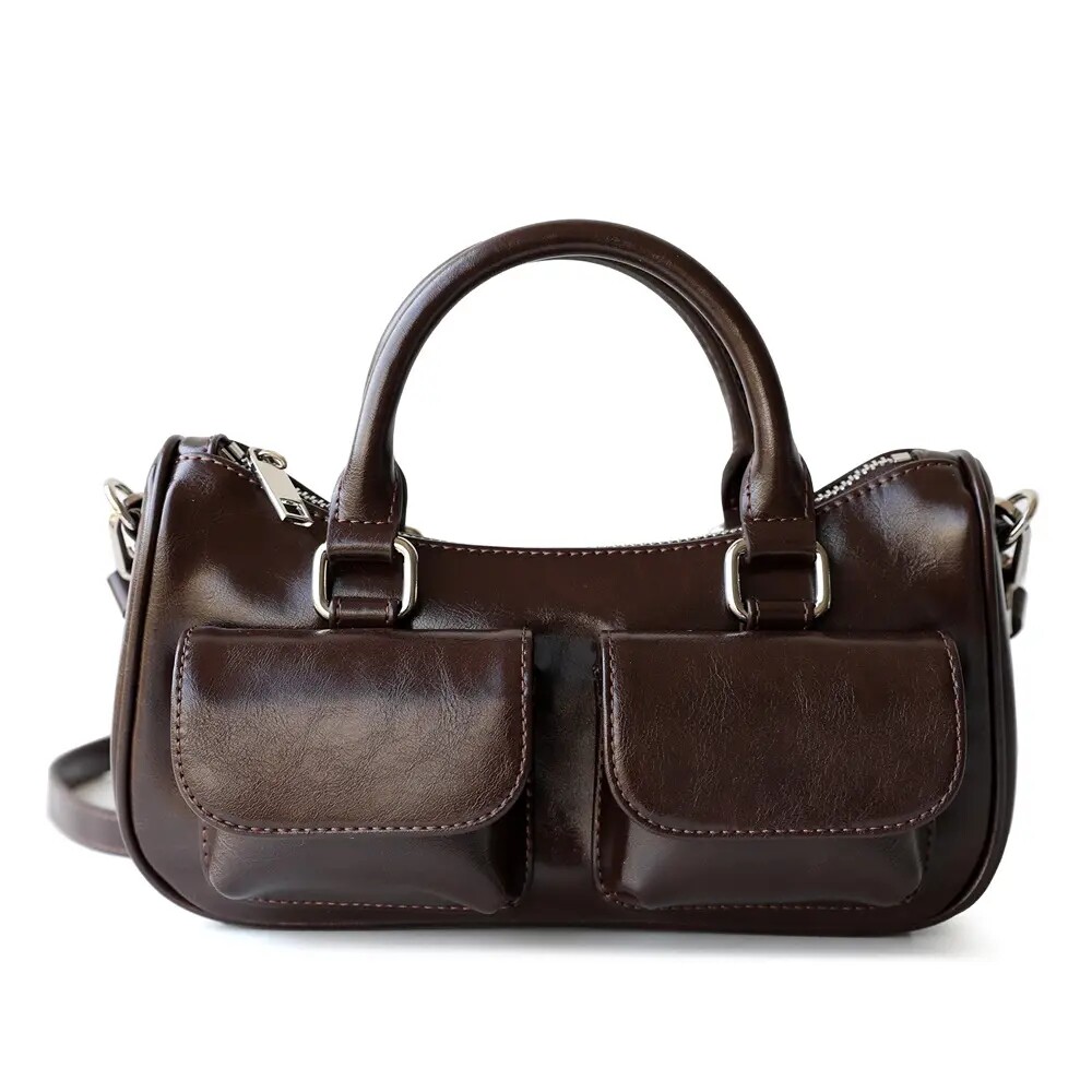 women's handbag made of genuine leather in vintage style new korean brand bag empty logo high quality women's bag made of cowhide