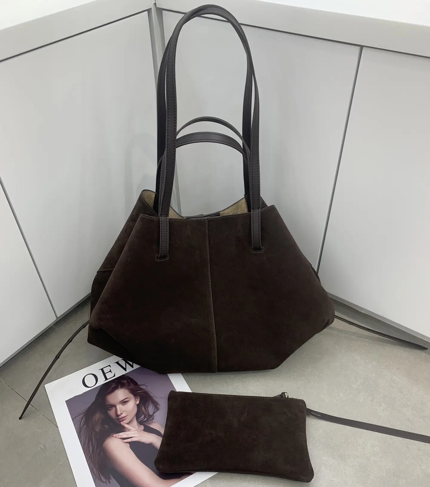 high quality cowhide suede handbag for women blank label brand bag casual fashion real leather ladies shoulder bag