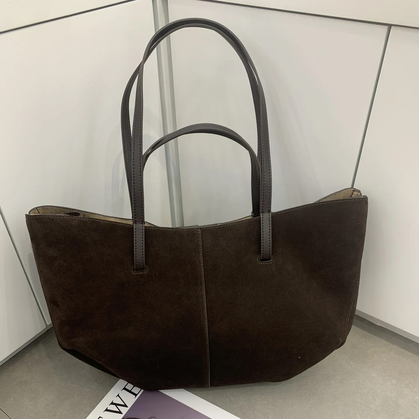 high quality cowhide suede handbag for women blank label brand bag casual fashion real leather ladies shoulder bag