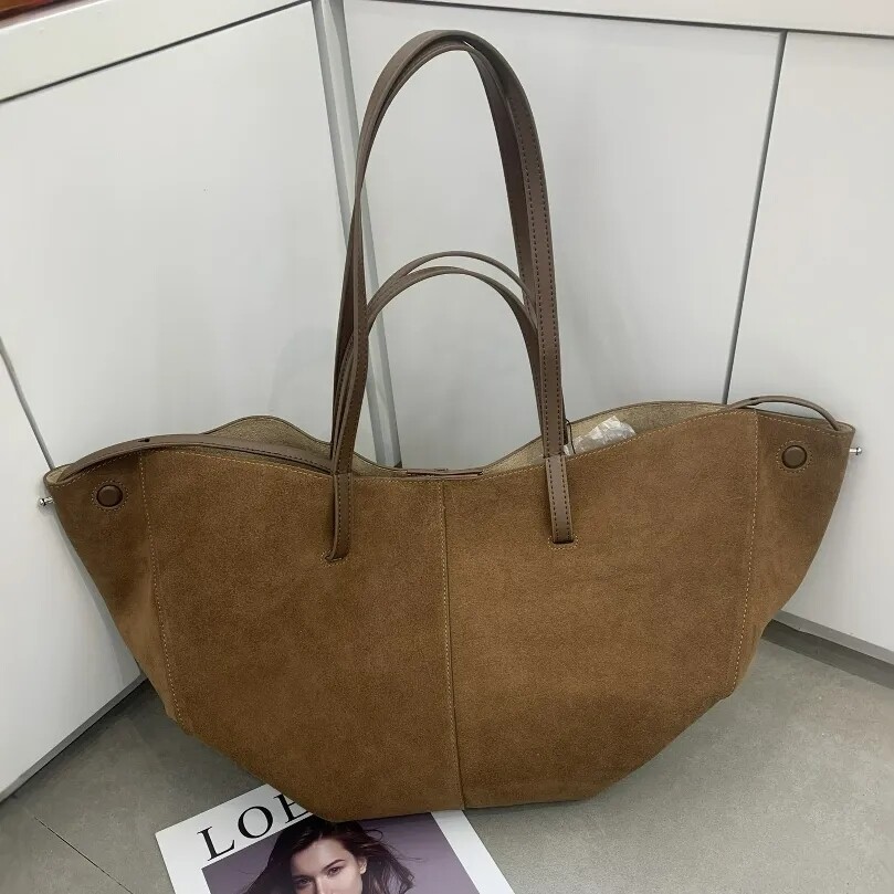 high quality cowhide suede handbag for women blank label brand bag casual fashion real leather ladies shoulder bag
