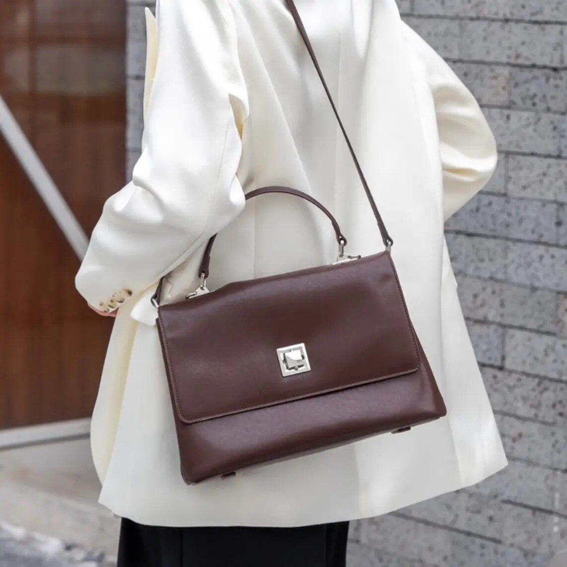 vegetable tanned cowhide handbag for women vintage style genuine leather ladies shoulder bag crossbody bag