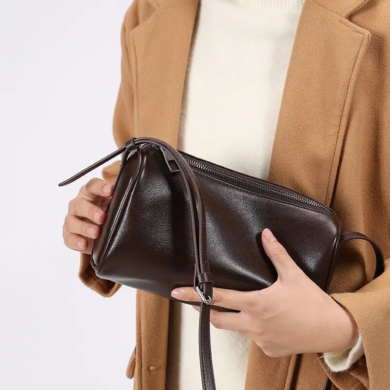 cross-border wholesale genuine leather small ladies bag simple fashion cowhide ladies shoulder bag shoulder bag