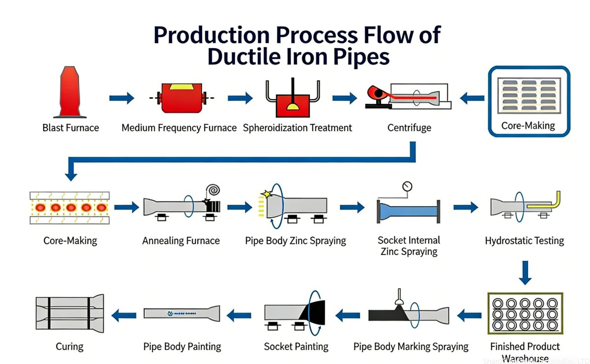 球墨铸铁管工艺流程—制芯工段的英语翻译 球墨铸铁管工艺流程—制芯工段的英语翻译