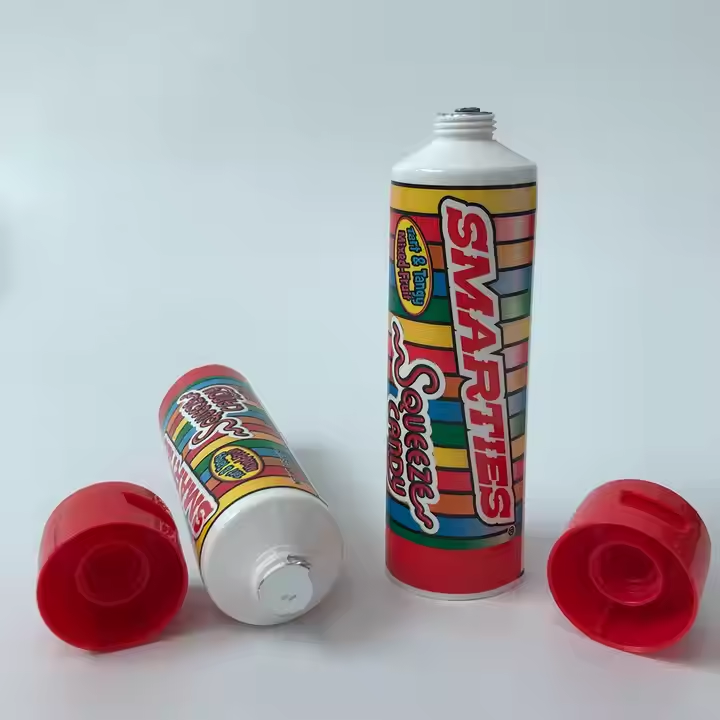 High quality customized hollow full plastic color decoration 64g offset printing cosmetics extruded candy tube