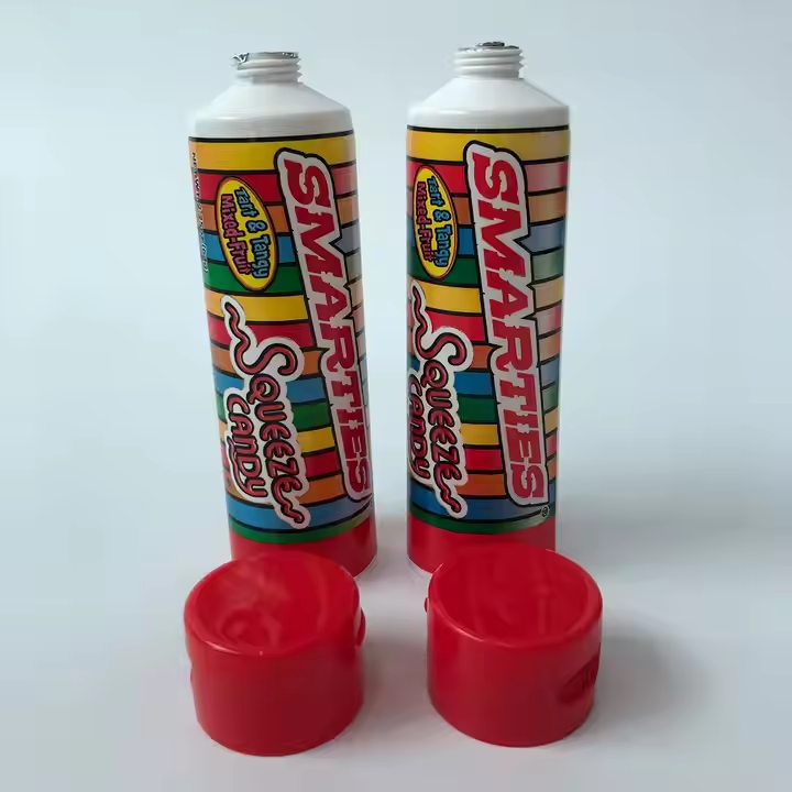 High quality customized hollow full plastic color decoration 64g offset printing cosmetics extruded candy tube