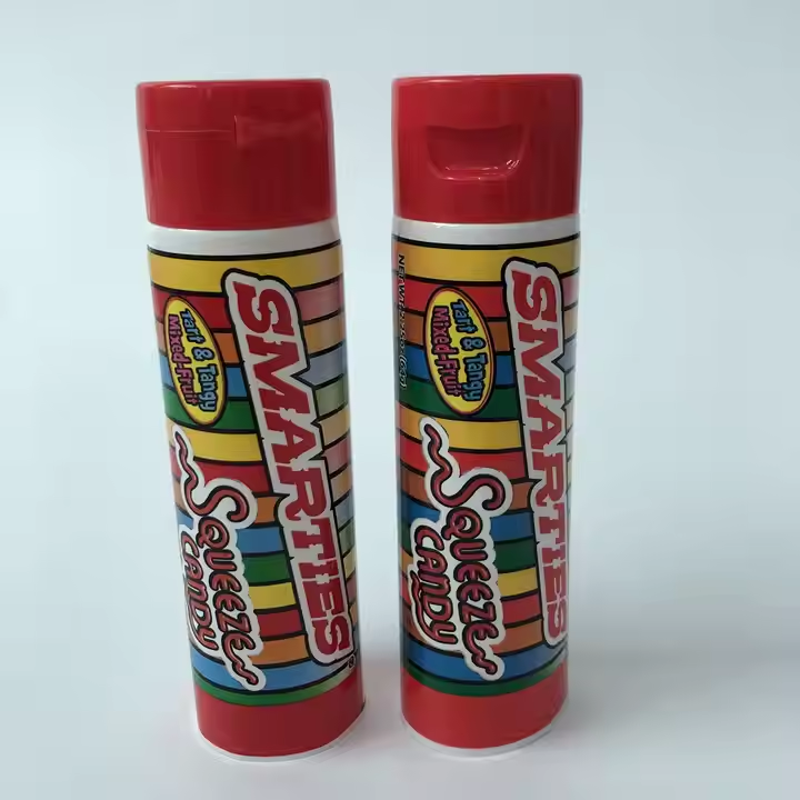 High quality customized hollow full plastic color decoration 64g offset printing cosmetics extruded candy tube