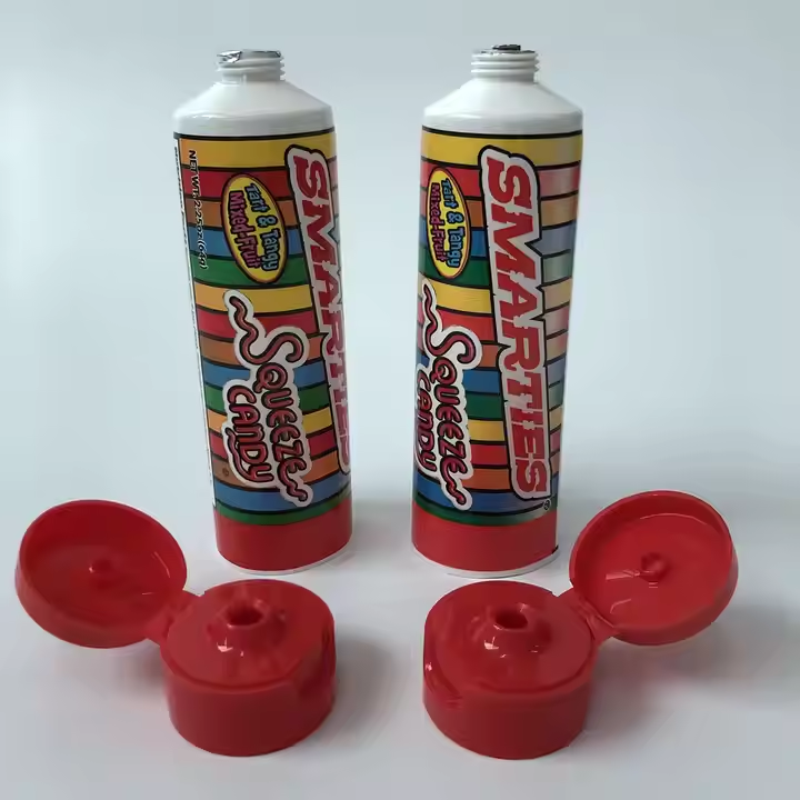 High quality customized hollow full plastic color decoration 64g offset printing cosmetics extruded candy tube