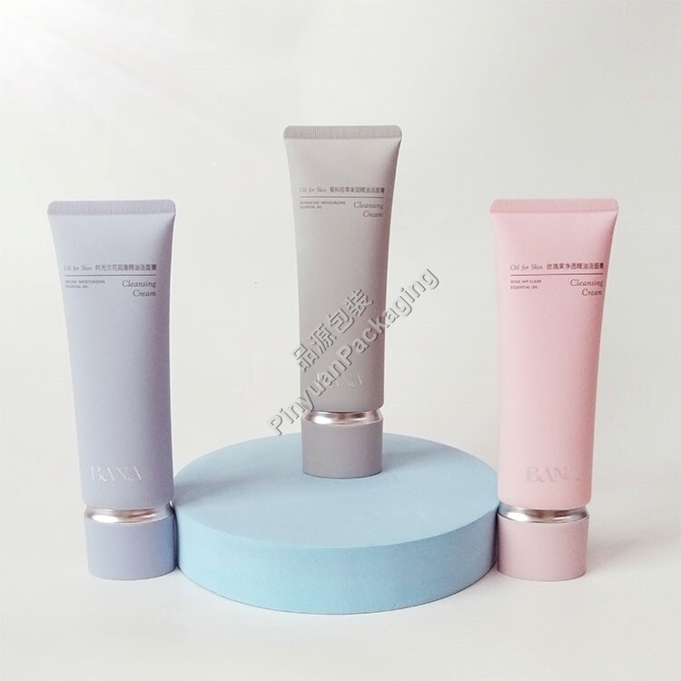 D40 120ml Cleansing Cream PE Cosmetic Tube Skincare Packaging with Oval Cap
