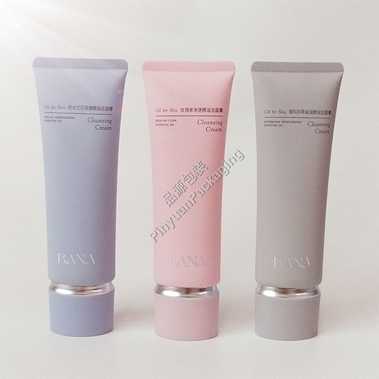 D40 120ml Cleansing Cream PE Cosmetic Tube Skincare Packaging with Oval Cap