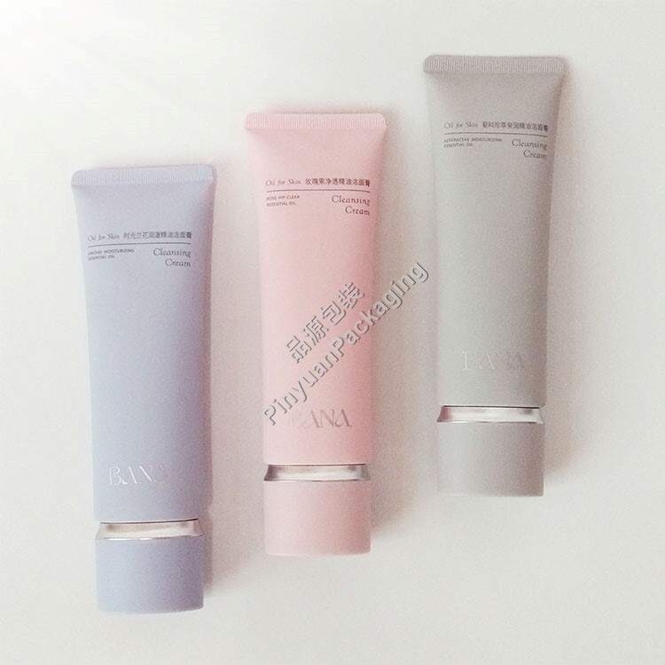D40 120ml Cleansing Cream PE Cosmetic Tube Skincare Packaging with Oval Cap