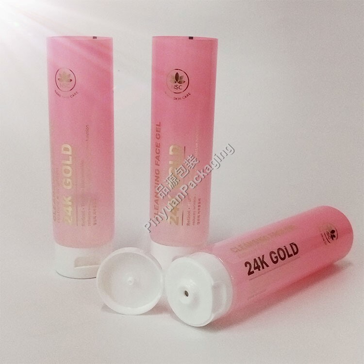 D40 100ml Face Cleanser Translucent PE Cosmetic Tube with Flip-top Cap