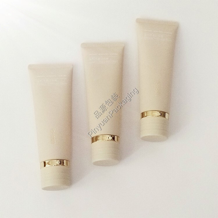D40 120ml Facial Cleanser PE Cosmetic Tube Cylindrical Cap with a Metal Band