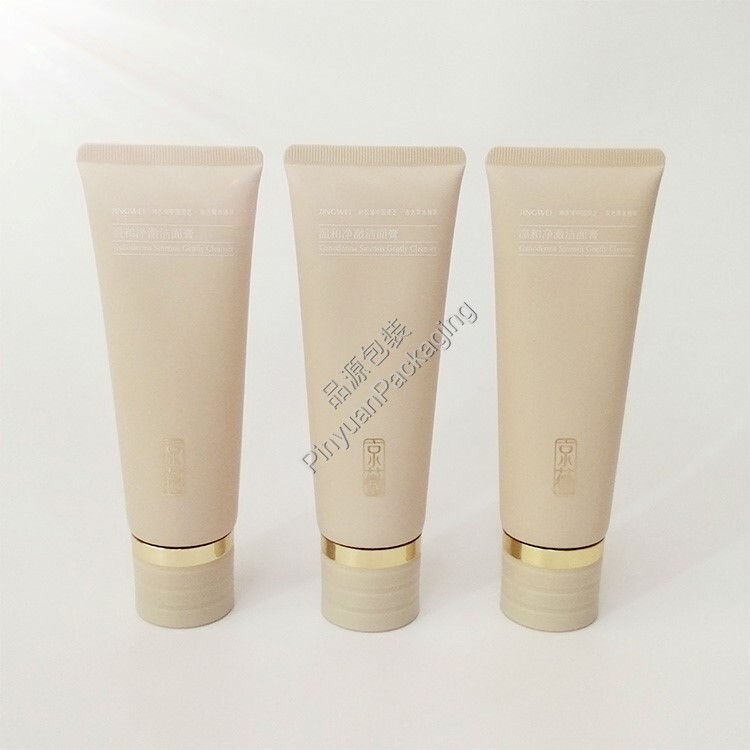 D40 120ml Facial Cleanser PE Cosmetic Tube Cylindrical Cap with a Metal Band