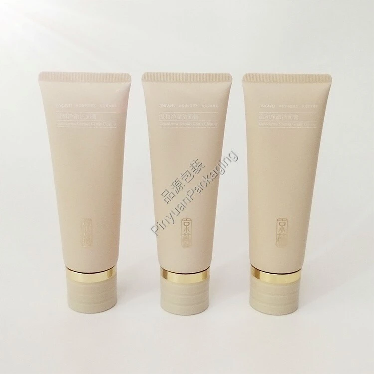 D40 120ml Facial Cleanser PE Cosmetic Tube Cylindrical Cap with a Metal Band
