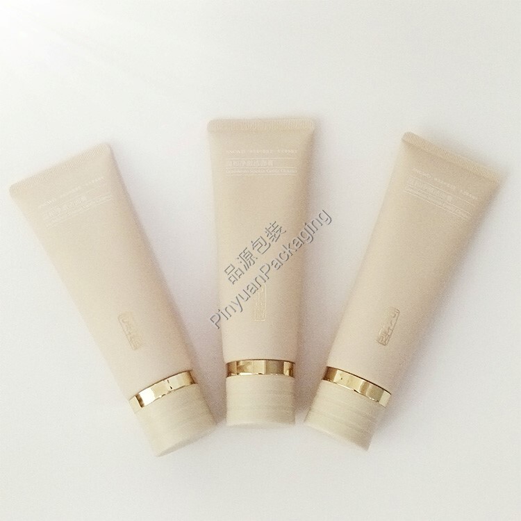 D40 120ml Facial Cleanser PE Cosmetic Tube Cylindrical Cap with a Metal Band