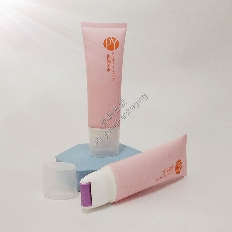 D40 120ml Skincare Lotion PE Cosmetic Massage Tube with Single Roller Applicator