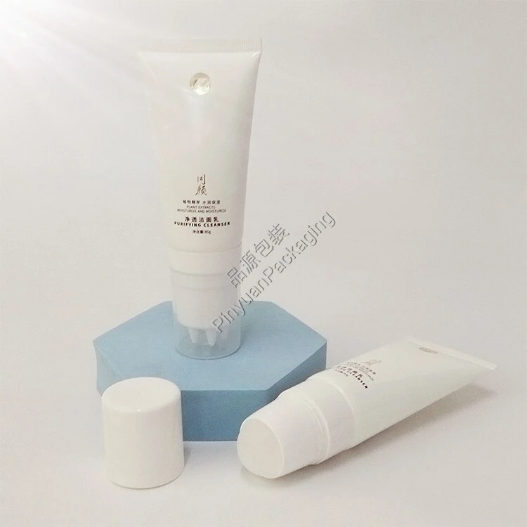 D40 80ml Massage Cream PE Cosmetic Tube with Transparent Cap