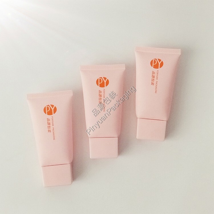 D38 60ml Skincare Cream PE Cosmetic Tube with Pink Rectangular Cap